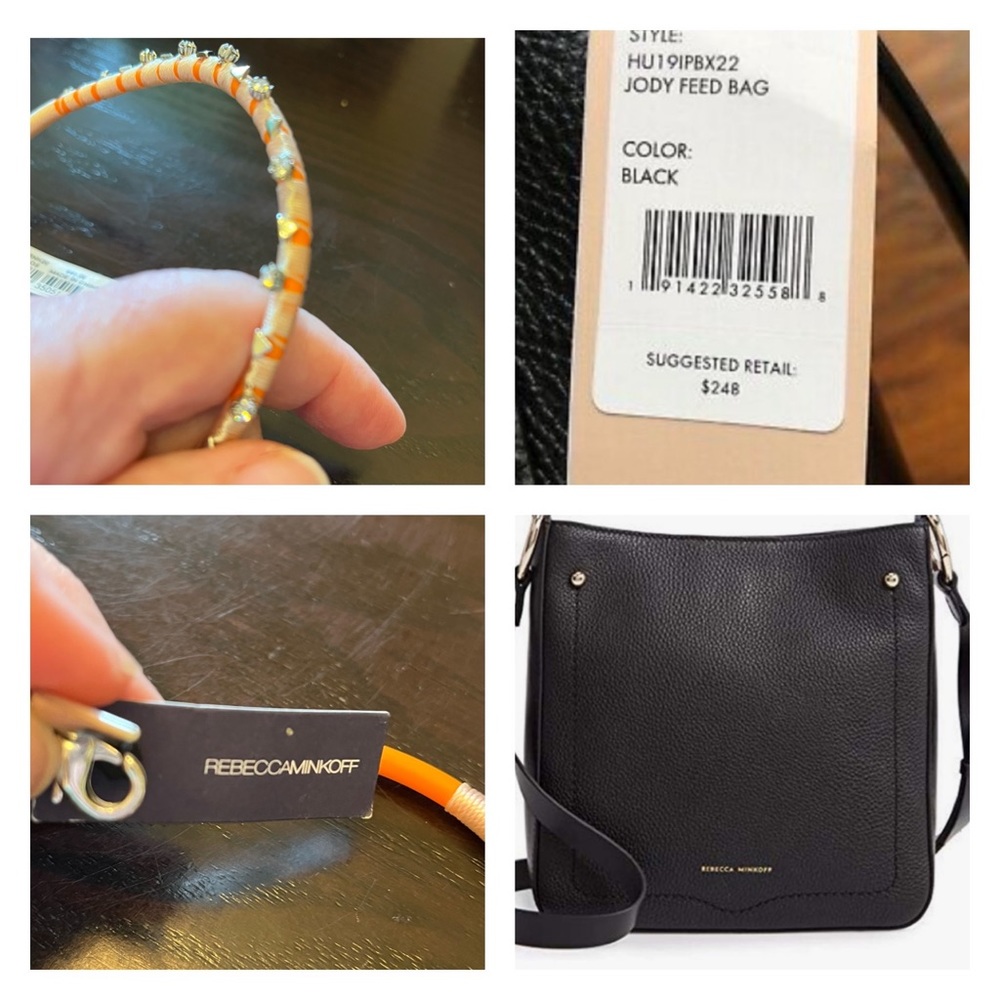 💜NWT Leather Rebecca Minkoff Jody Feed Bag and NWT Minkoff tagged necklace